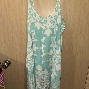 Aqua and White Patterned Dress